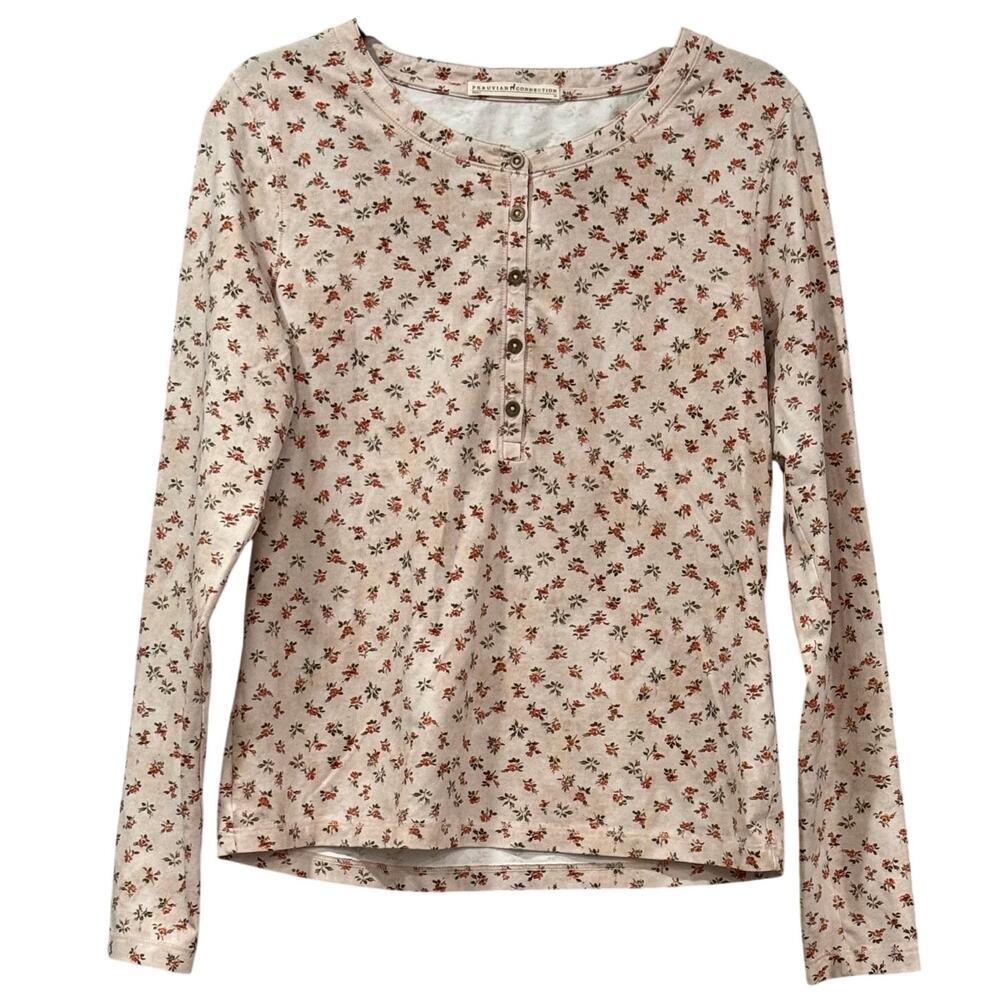 Peruvian Connection Made in Peru Pima Cotton Stretch Floral Top Women's Medium